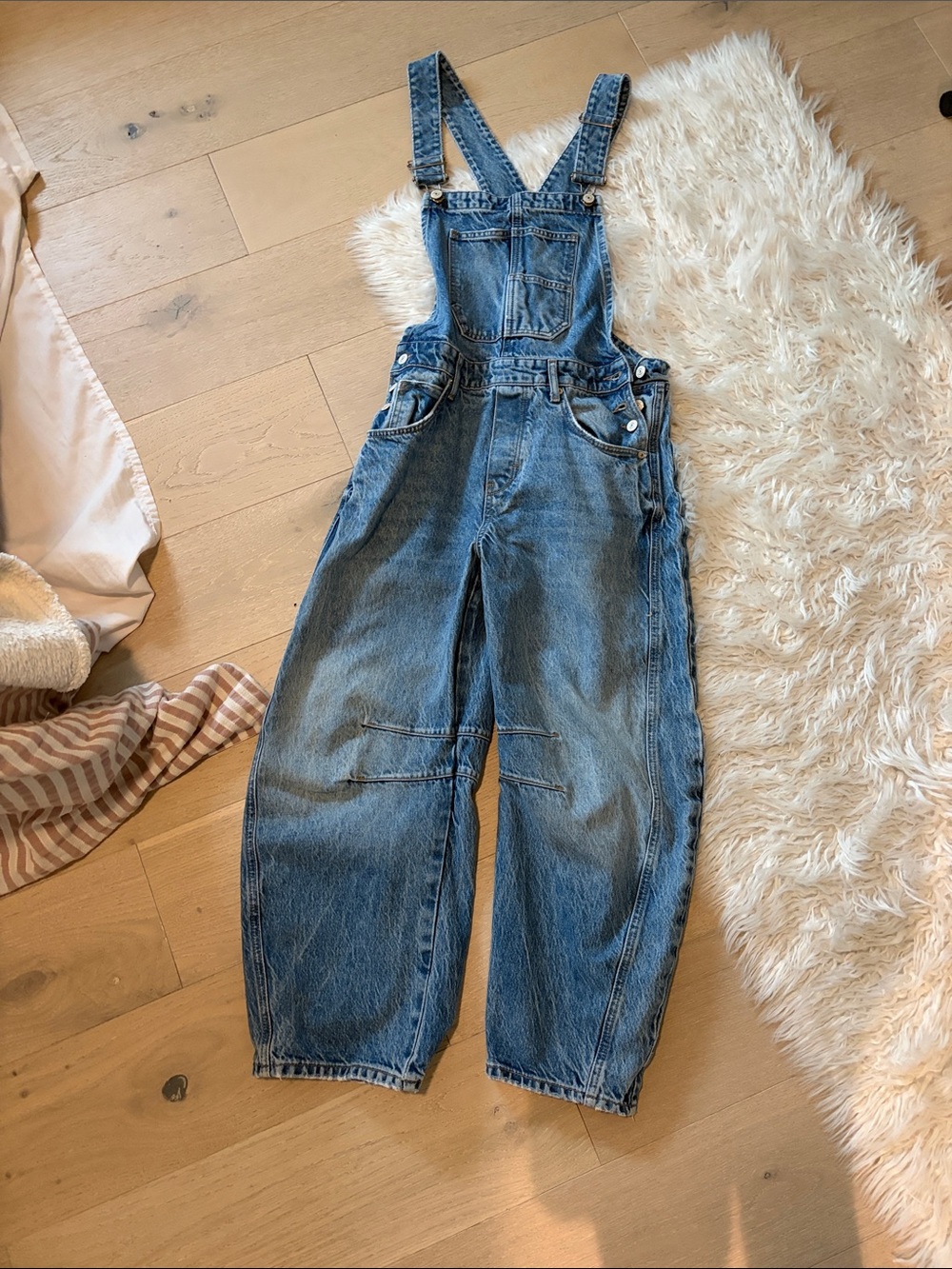 We The Free Relaxed wide leg Blue Denim Overalls